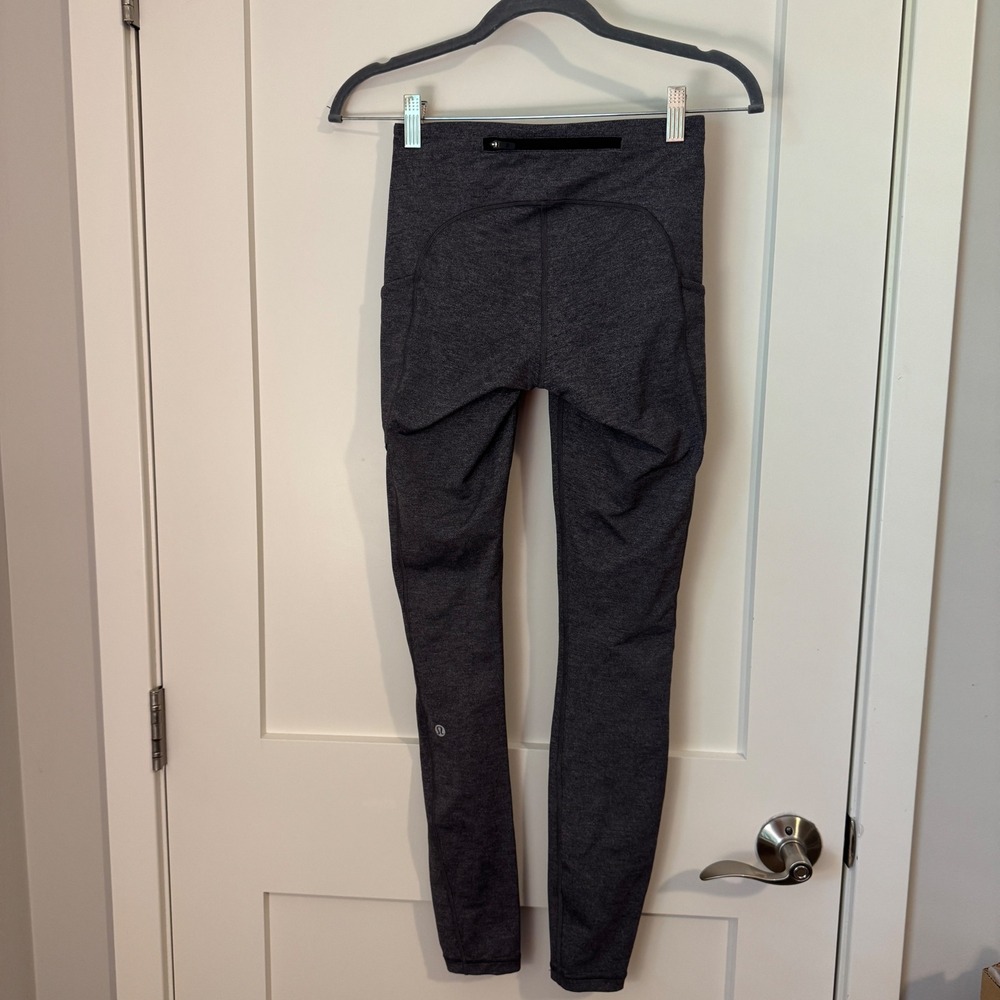 Lululemon Speed Up Heathered‎ Grey Leggings Pockets Size 4